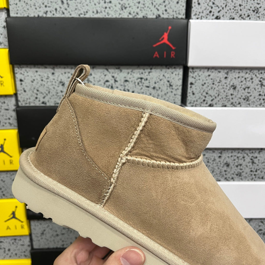 UGG Classic Ultra Mini Platform Women's Boot – Suede Ankle Boot with Cream Shearling Lining, Tonal Pull Loop & Chunky Platform Sole in Sand