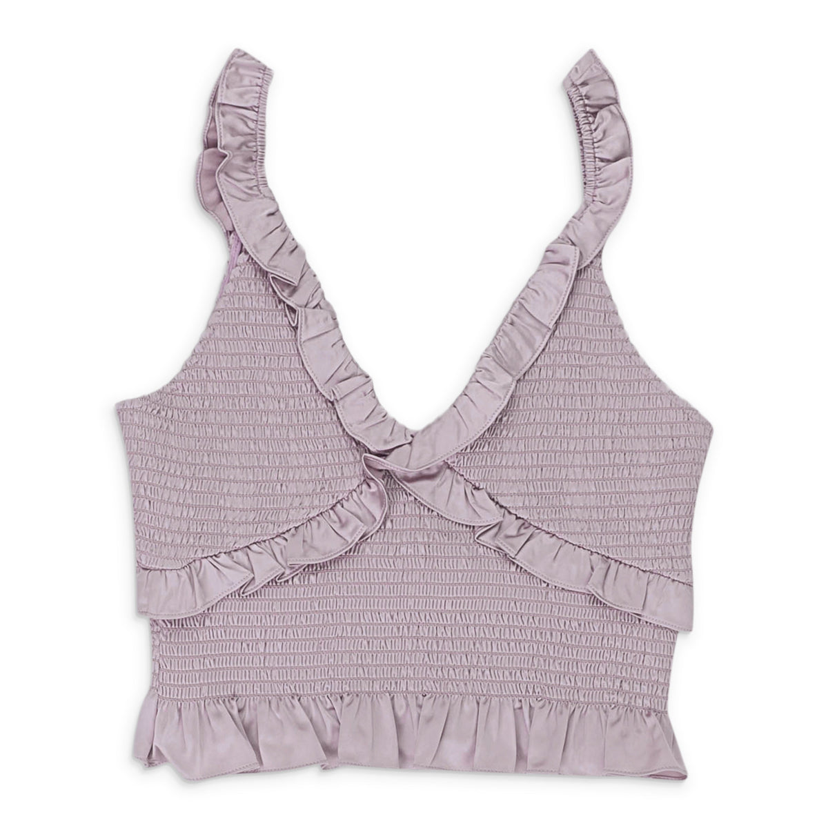 SATIN SMOCKED LILAC TANK TOP