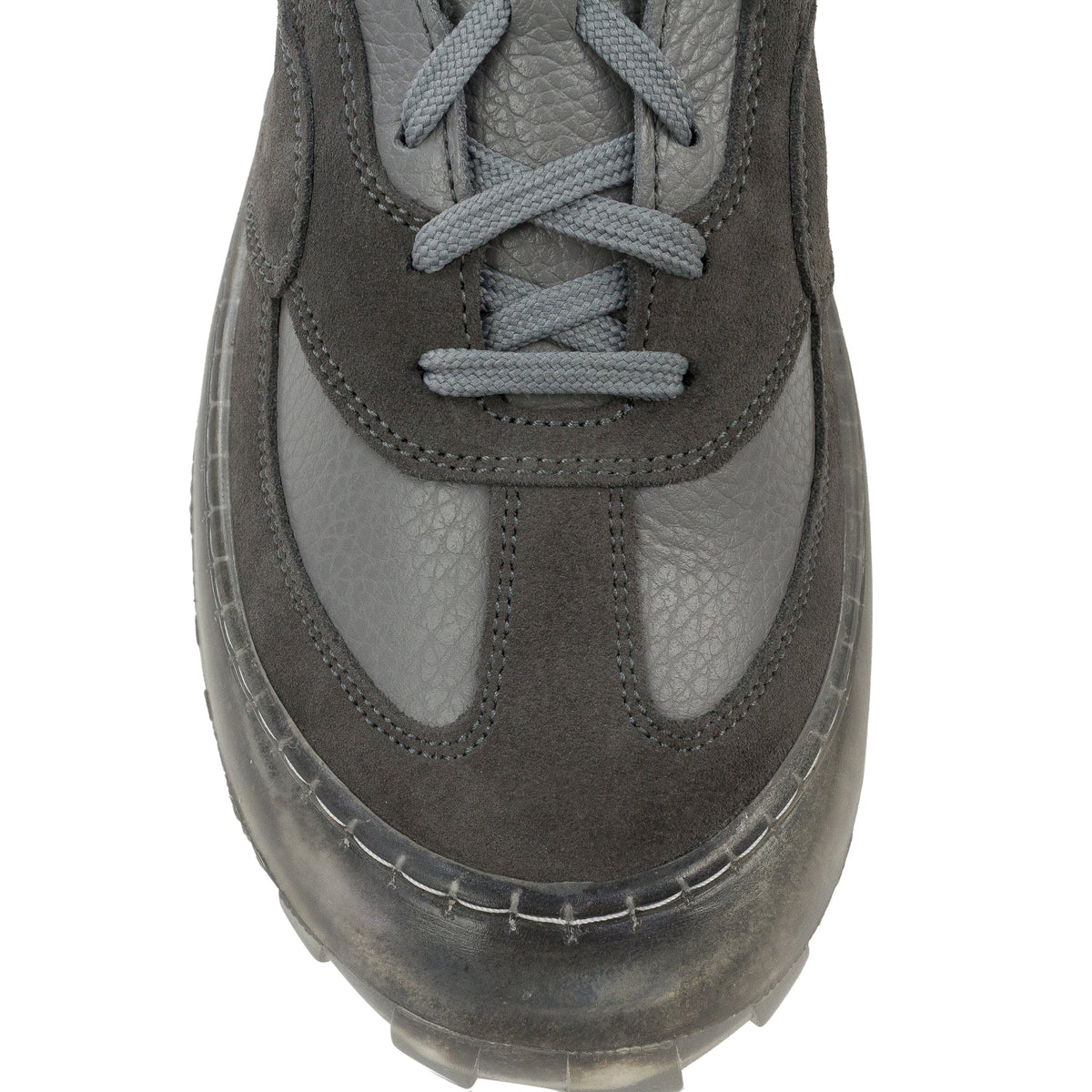 GREY LEATHER/WRAP SOLE SNEAKERS