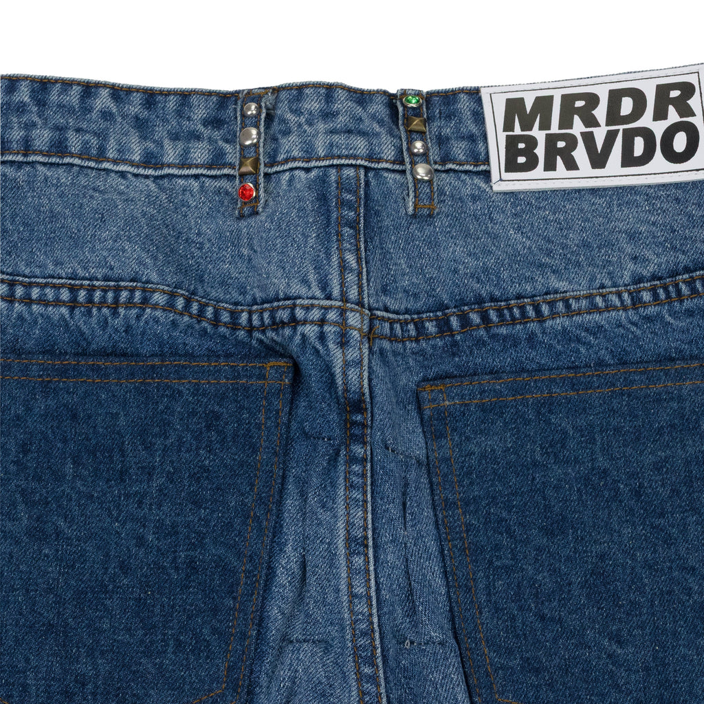 MULTICOLOR STUD CINCHED STRAIGHT-FIT JEANS