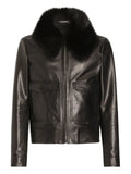 Dolce & Gabbana fur-collar leather jacket