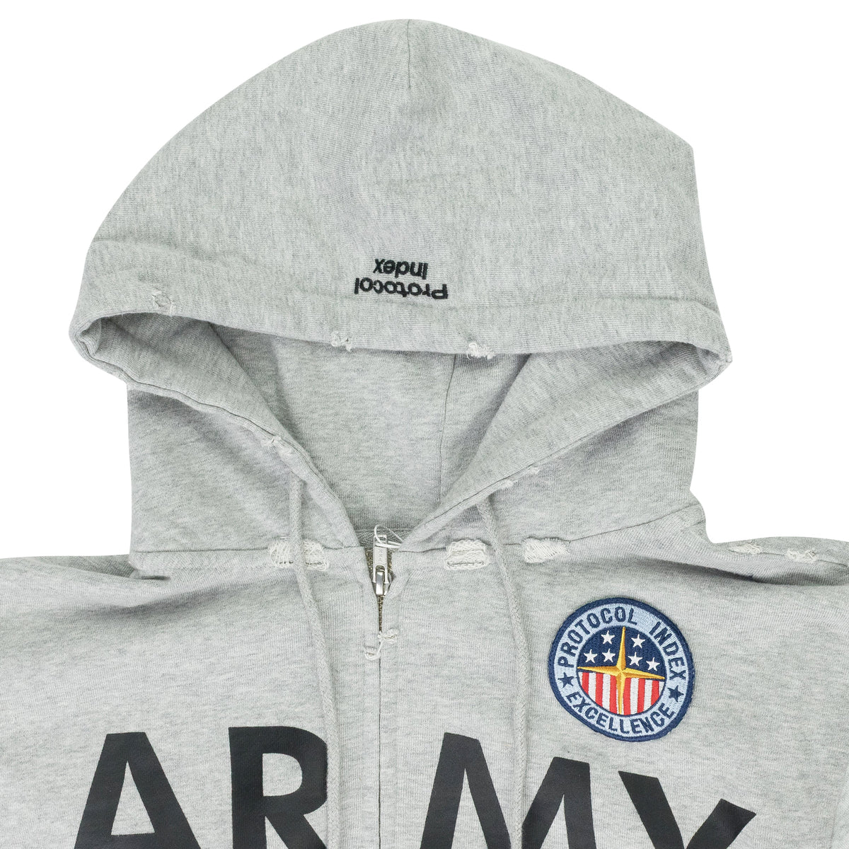 Melange Grey Reconstructed Zip Hoodie