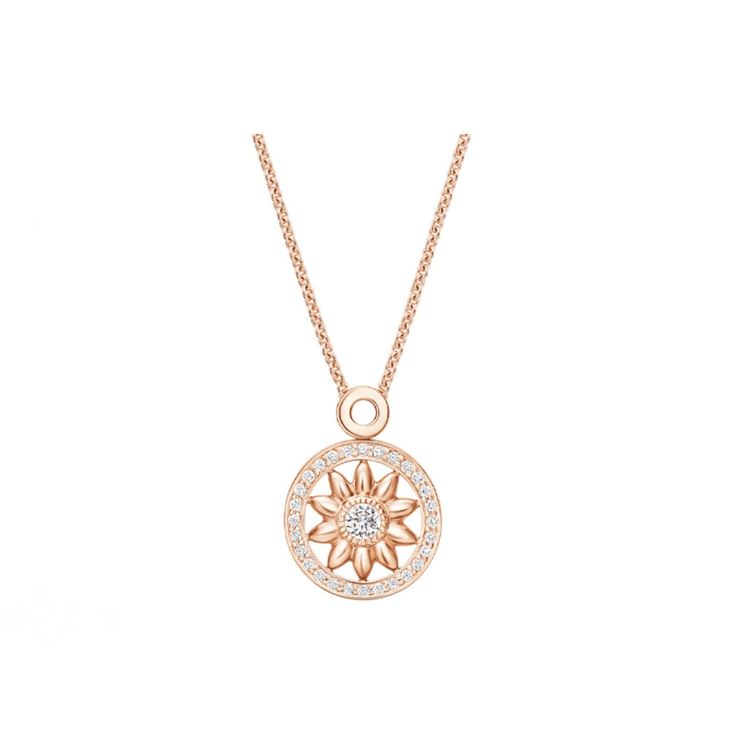 Harry Winston Style Sun Compass Cubic Zirconia 18K Gold-Plated Necklace