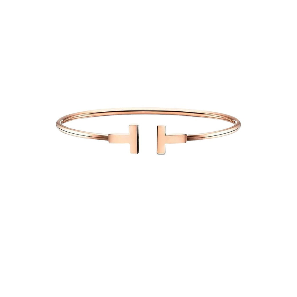 Tiffany Style T Motif Cubic Zirconia Bangle
