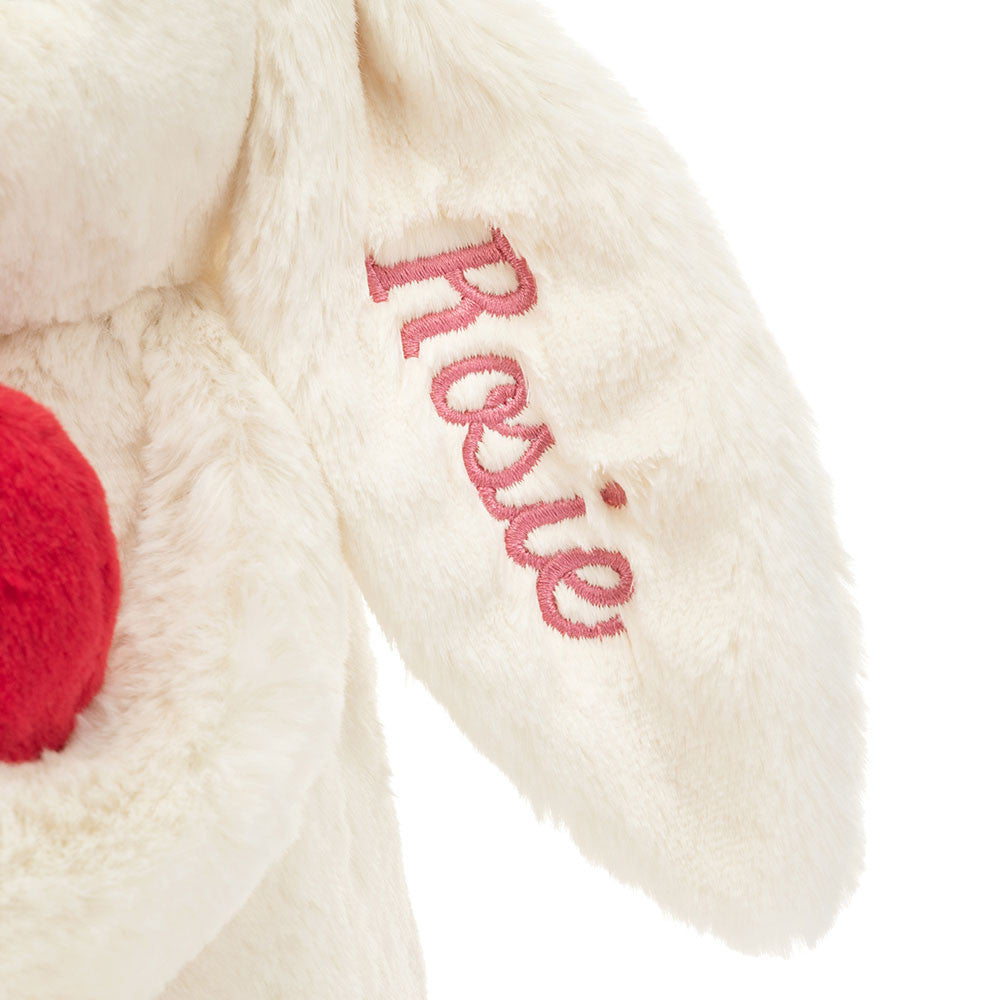 Personalized Bashful Red Love Heart Bunny Medium
