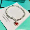 TIFFANY LOVE RED HEART TAG BEAD BRACELET
