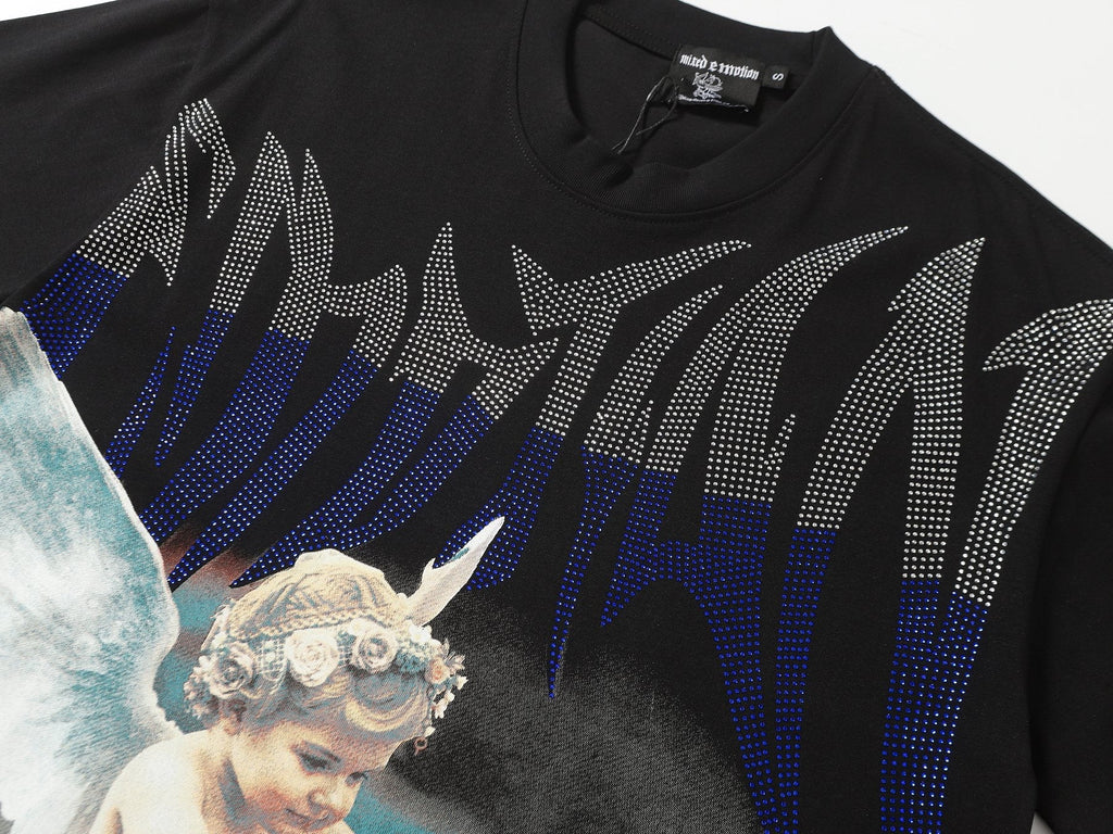 MIXED EMOTION Rhinestone Graphic T-Shirt