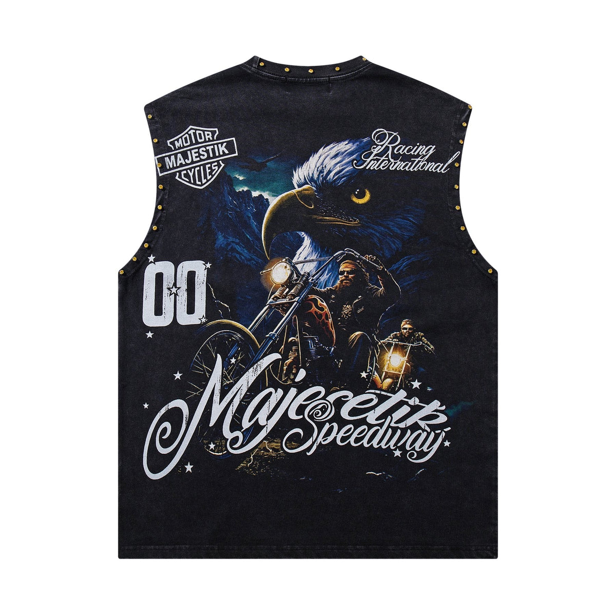 MAJESTIK Speedway Eagle Motorcycle Sleeveless T-Shirt
