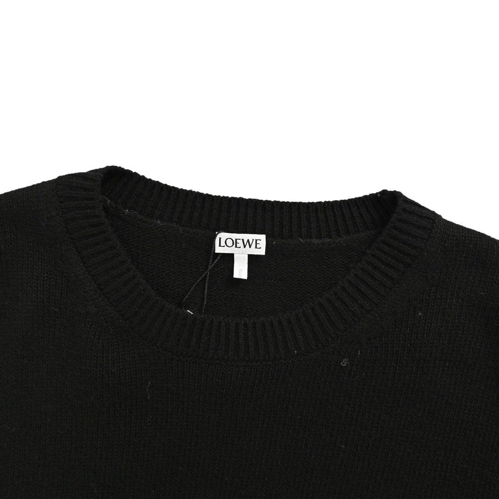 Loewe Anagram Logo Embroidered Wool Sweater In Black