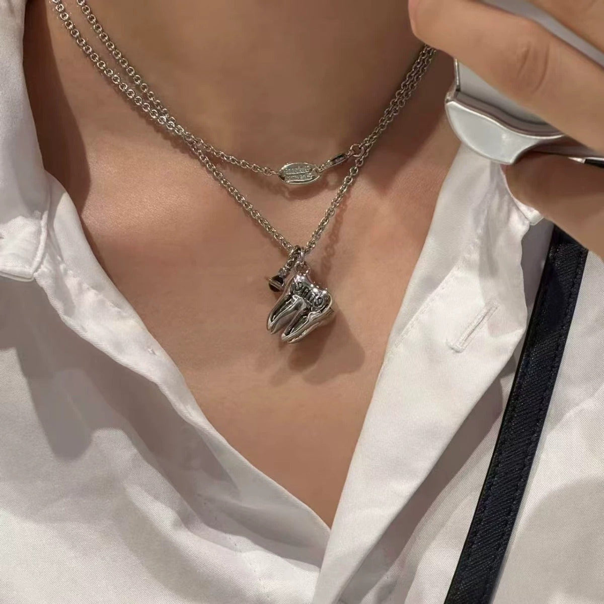 Vivienne Westwood Style Tooth Orb Pendant Necklace
