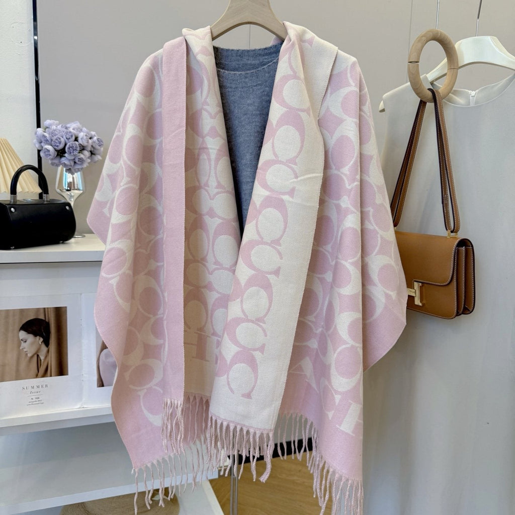Coach Fringed Woven Motif Scarf