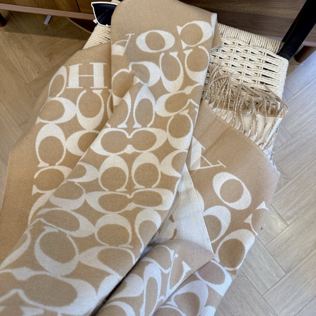 Coach Fringed Woven Motif Scarf