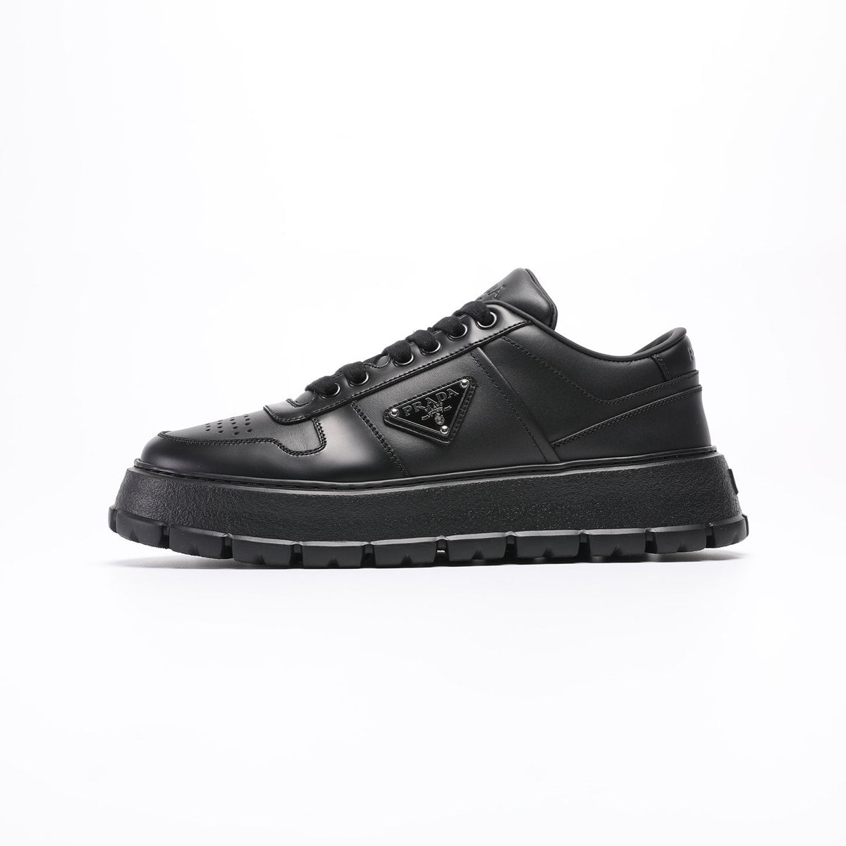 Prada Men's Triangle Plaque Low-Top Sneakers - Textured Lug Outsole