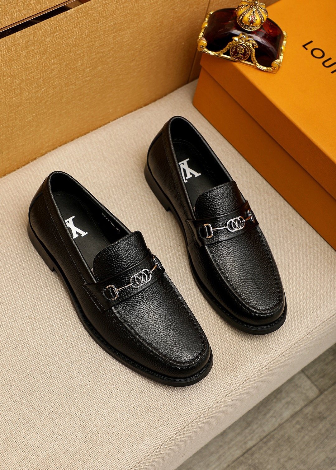 Louis Vuitton Black Leather Buckle Loafers