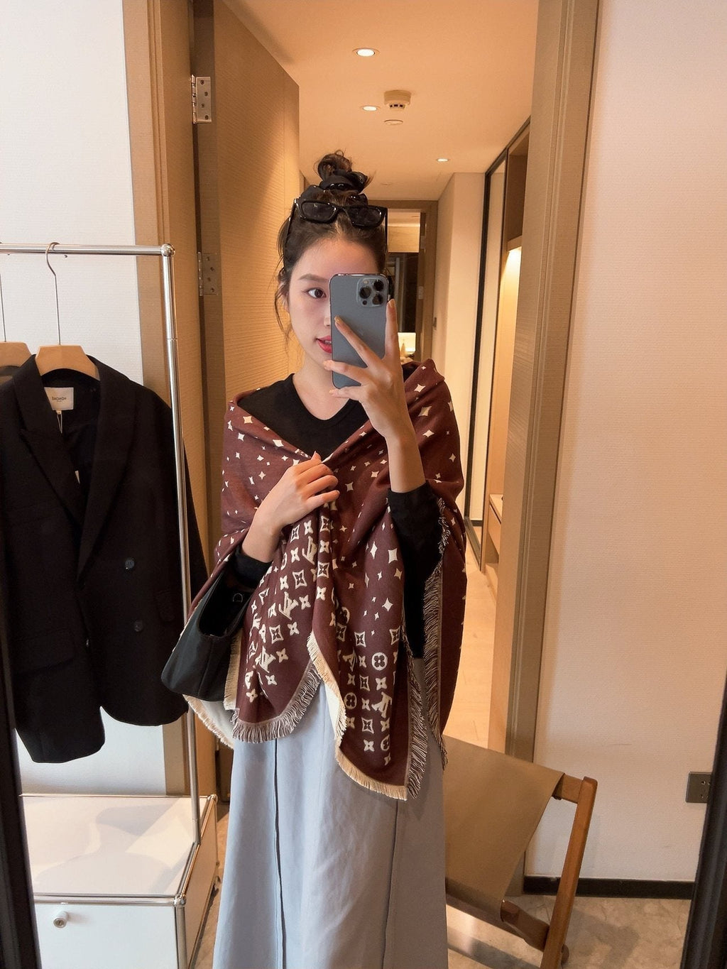 Louis Vuitton Starry Monogram Fringed Wrap