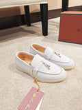 Loro Piana Metal-Charm Moc Toe Loafers