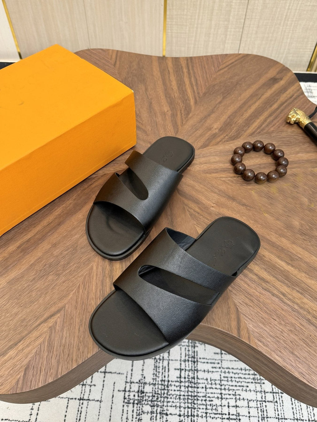 Loro Piana Two-Strap Slide Sandals
