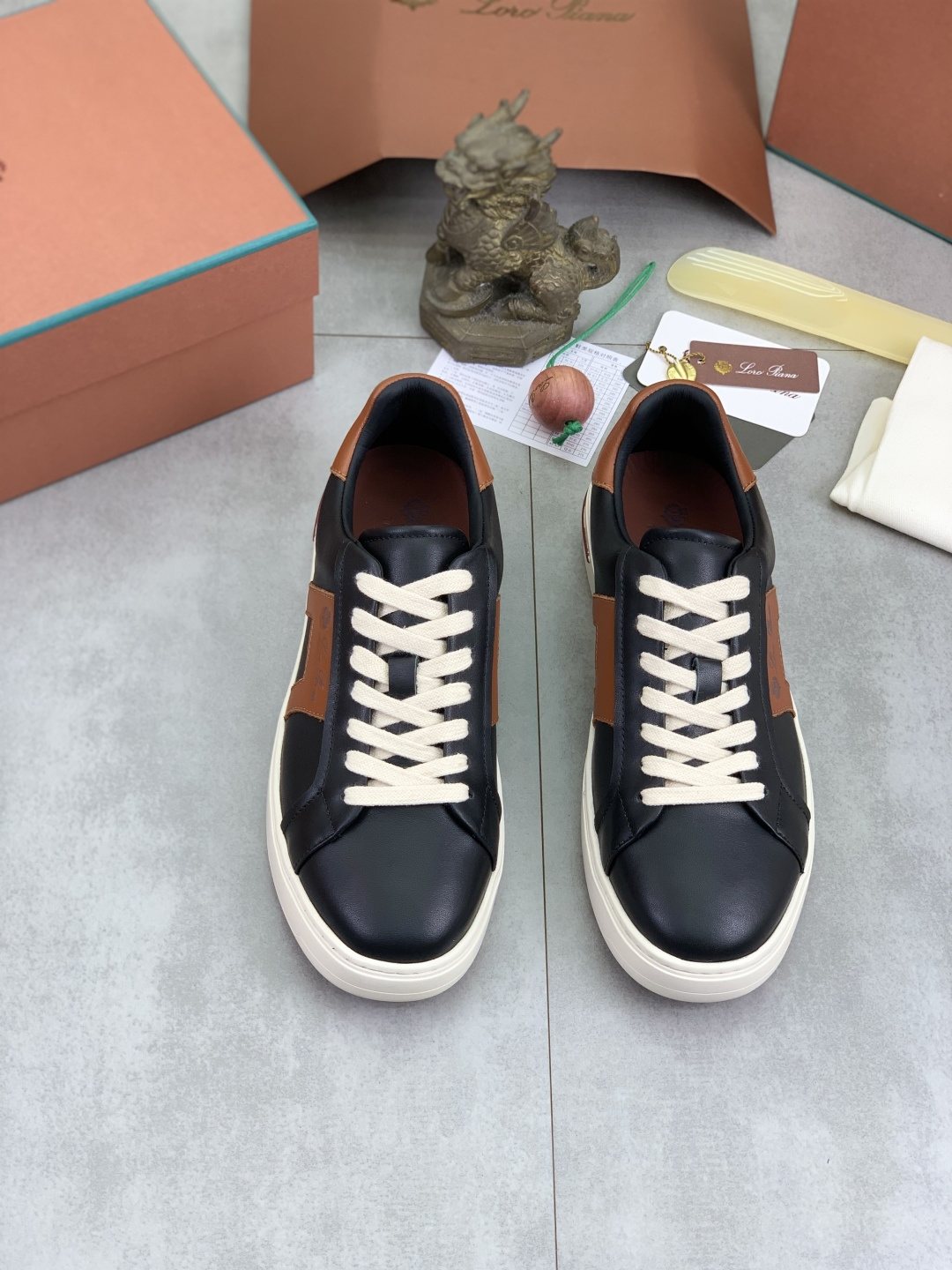 Loro Piana Black and Brown Low-Top Sneakers