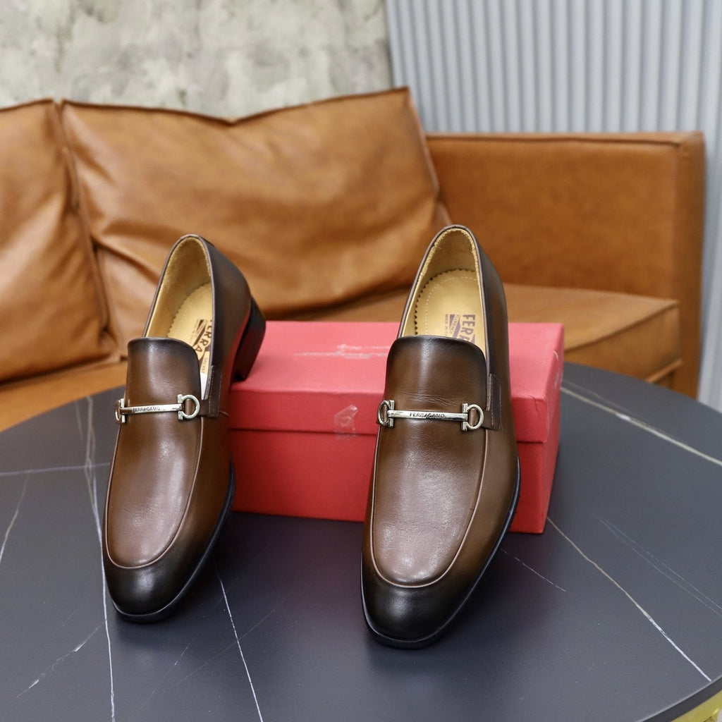 Salvatore Ferragamo Men's Leather-Look Hardware Loafers