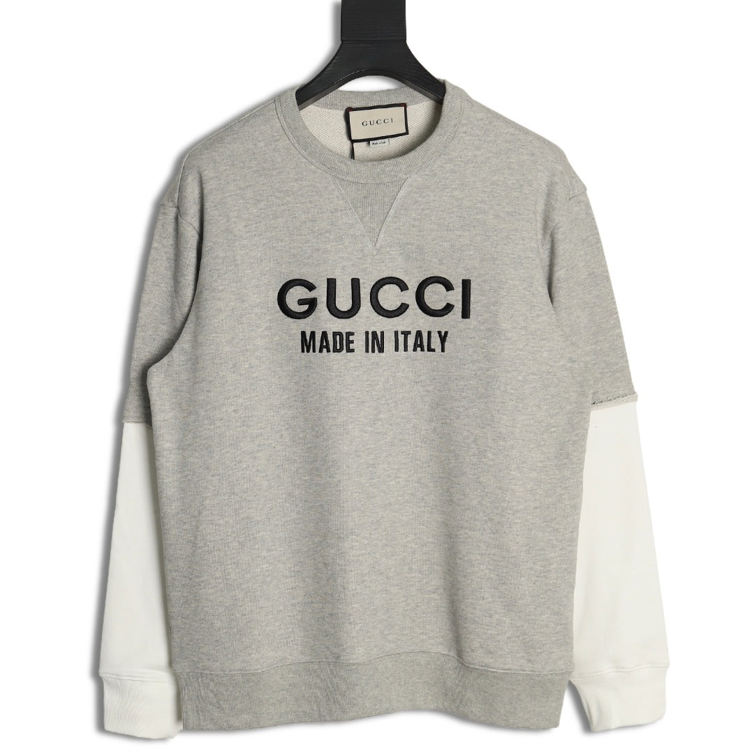 Gucci Lettering Layered-Look Crewneck Sweatshirt - Gray